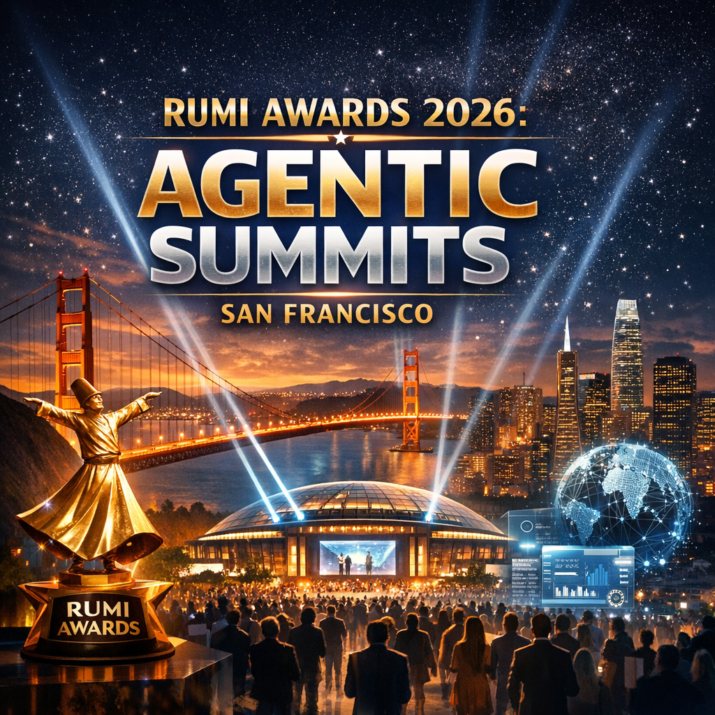 Golden Gate Bridge with a futuristic San Francisco skyline at the 2026 Agentic Summits.
