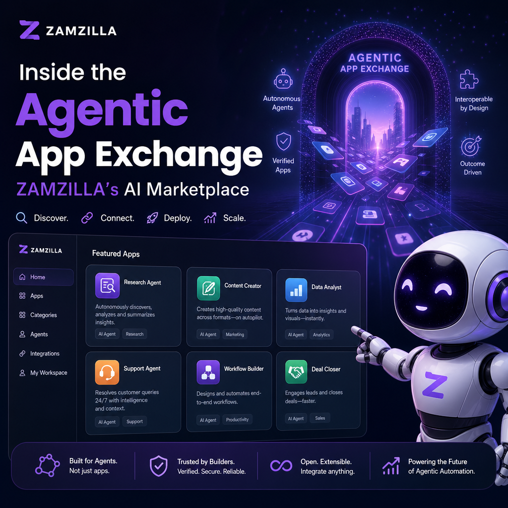 ZAMZILLA AI Marketplace dashboard for discovering and deploying agentic apps in one exchange