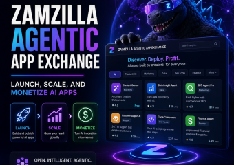 ZAMZILLA Agentic App Exchange graphic showing AI apps launching, scaling (Incomplete: max_output_tokens)
