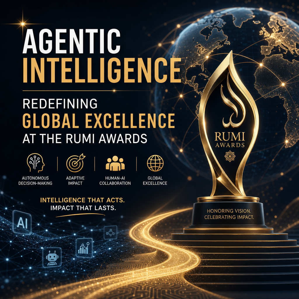 Illustration of Agentic Intelligence Redefining Global Excellence at the Rumi Awards