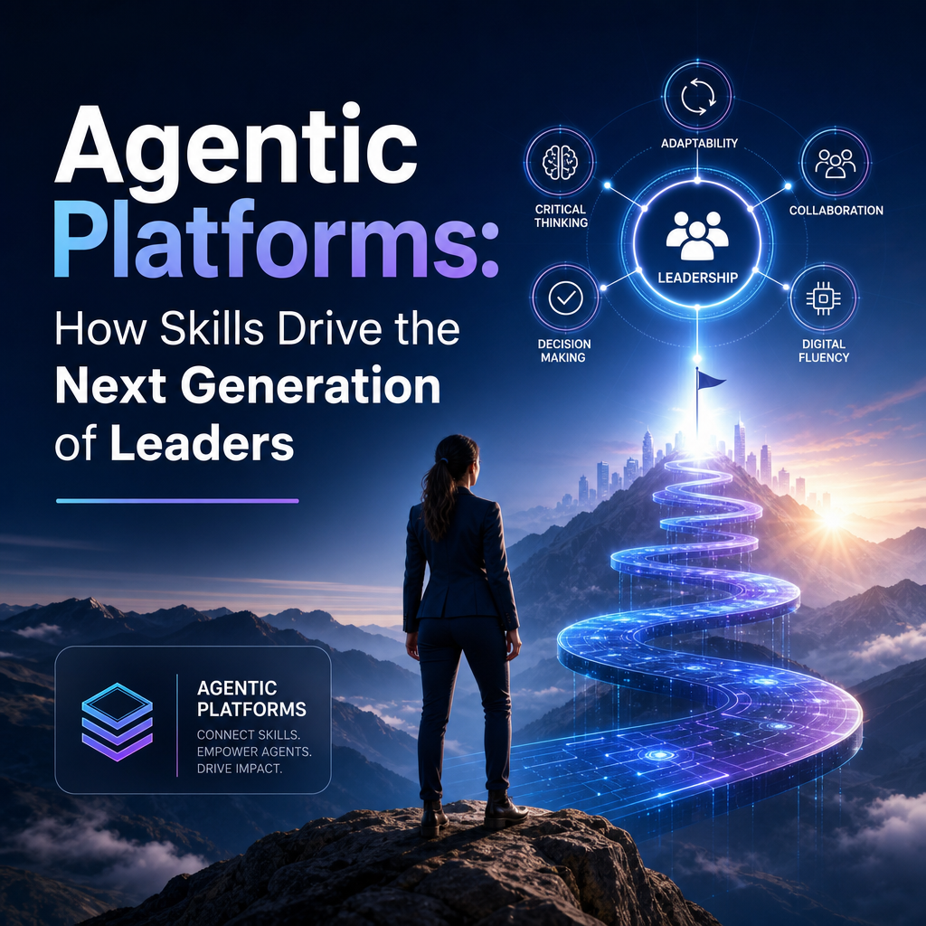 Infographic on agentic platforms highlighting key skills for next-generation leaders