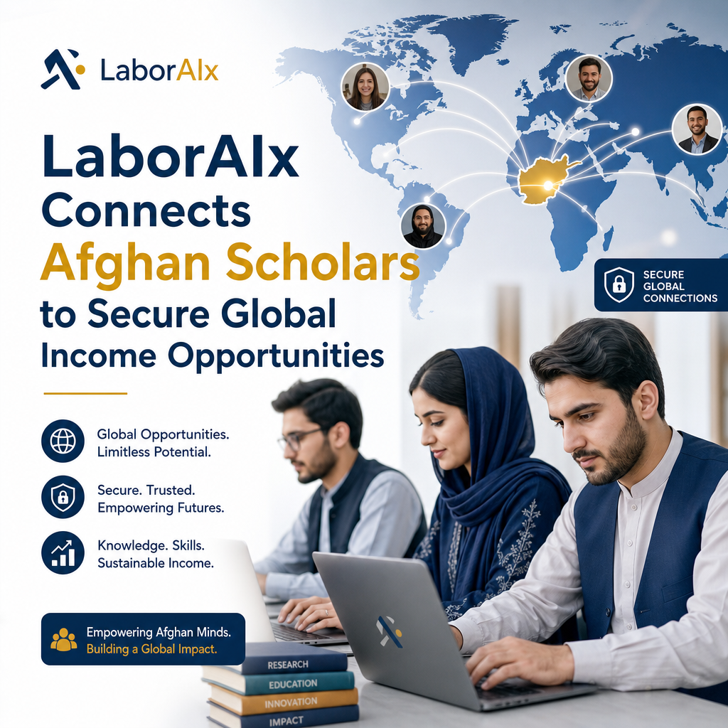 Illustration of LaborAIx Connects Afghan Scholars to Secure Global Income Opportunities