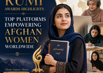 Rumi Awards graphic highlighting platforms that support Afghan women’s education (Incomplete: max_output_tokens)