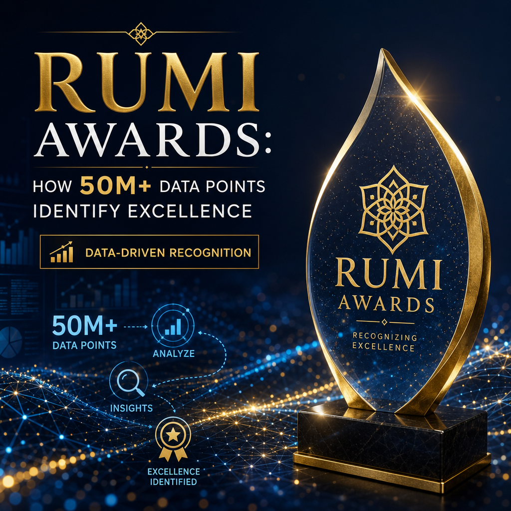 Rumi Awards trophy representing data-driven recognition from 50M+ data points