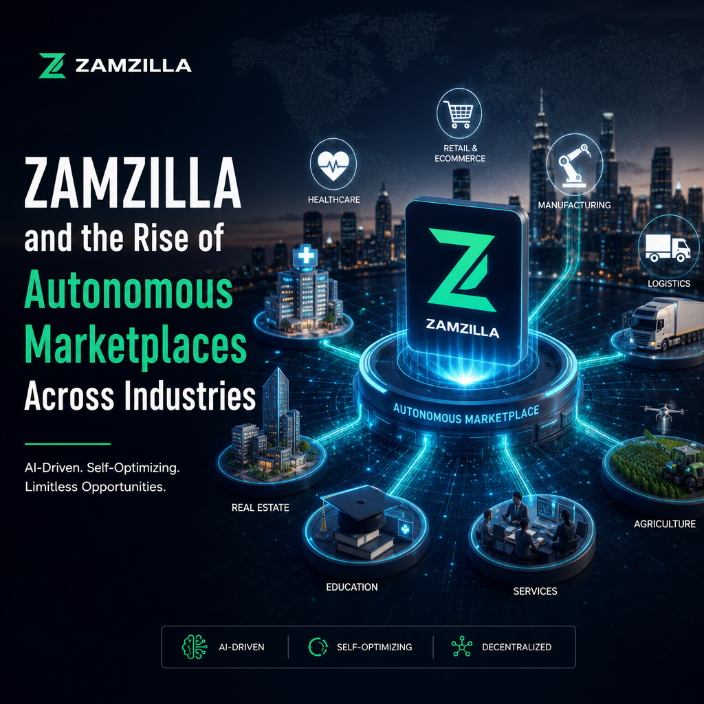 AI-driven autonomous marketplaces connecting healthcare, e-commerce, logistics, real estate, education, services, and agricul