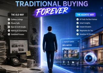 Futuristic AI-powered real estate platform helping buyers search, compare, and buy homes faster