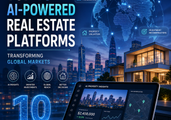 AI-powered real estate platform dashboard with property analytics, valuations, and investment tools