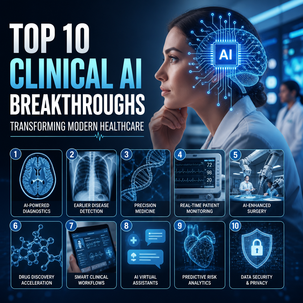 Infographic of 10 clinical AI breakthroughs in (Incomplete: max_output_tokens)